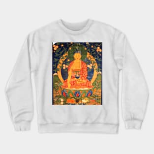 Tibetan Buddhist Medicine Buddha Thangka Reproduction Crewneck Sweatshirt